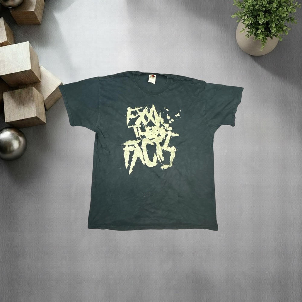 Vintage Fruit of the Loom Heavy Cotton Graphic Tee XL Black Y2K Skater Grunge